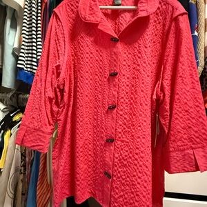 Ali Miles Textured Pink Button-Up Jacket